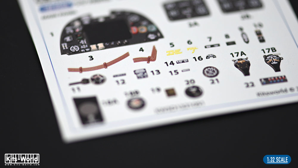 Kits-World 3D1321051 1:32 Supermarine Spitfire Mk.Vb Full colour Instrument Panel