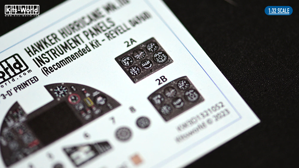Kits-World 3D1321052 1:32 Hawker Hurricane Mk.IIb 3D Full colour Instrument Panel -