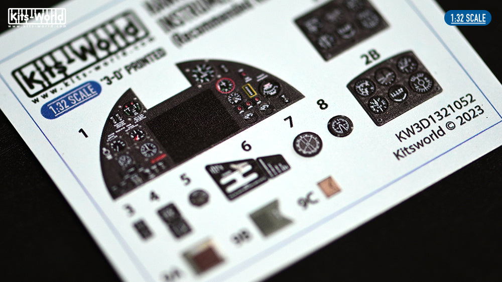 Kits-World 3D1321052 1:32 Hawker Hurricane Mk.IIb 3D Full colour Instrument Panel -