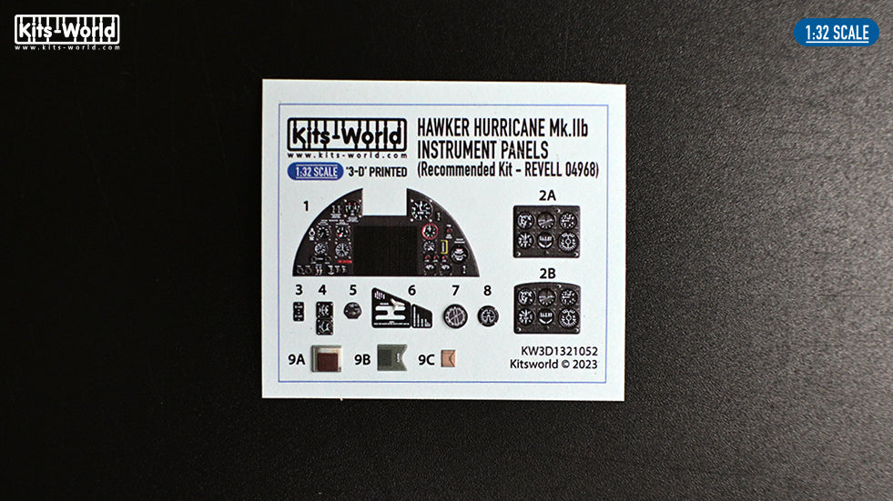 Kits-World 3D1321052 1:32 Hawker Hurricane Mk.IIb 3D Full colour Instrument Panel -