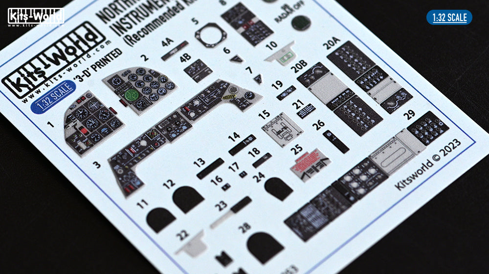 Kits-World KW3D1321053 1:32 Northrop F-5E Tiger II 3D cockpit decals