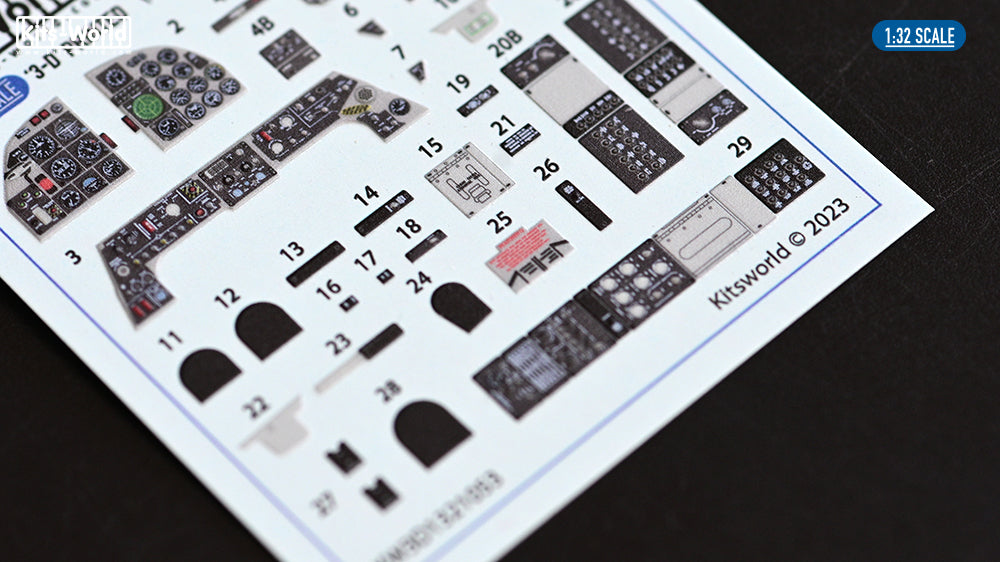 Kits-World KW3D1321053 1:32 Northrop F-5E Tiger II 3D cockpit decals