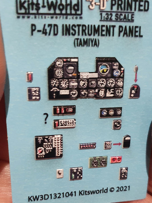 Kits-World 3D1321041 1:32 Full Colour 3D Decals - Republic P-47D Thunderbolt Cockpit Instrument Panel