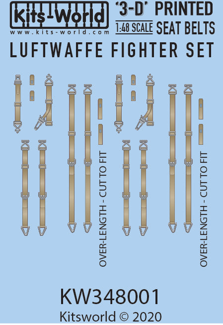 Kits-World 3D148001 1:48 Full Colour 3D Decals - Luftwaffe Fighter Seat Belt Set