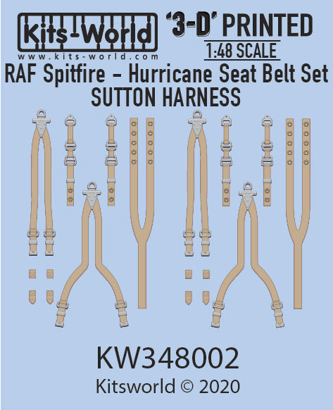 Kits-World 3D148002 1:48 Full Colour 3D Decals - RAF Fighter Seat Belts