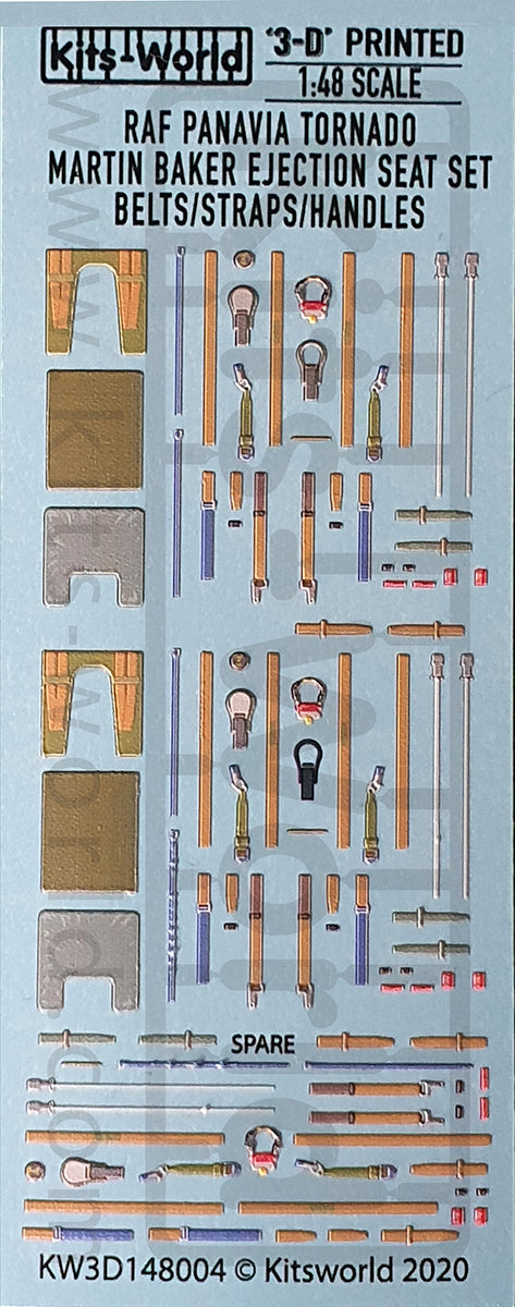 Kits-World 3D148004 1:48 Full Colour 3D Decals - RAF Panavia Tornado Martin Baker Ejection Seat Set Belts/Straps/Handles