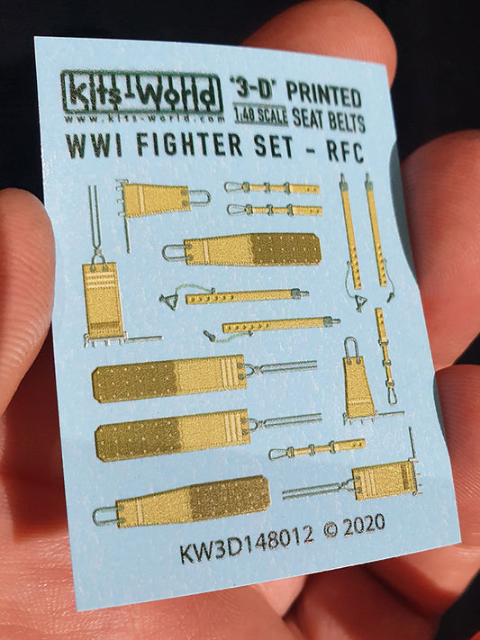 Kits-World 3D148012 1:48 Full Colour 3D Decals - WWI Fighter Set Royal Flying Corps & the Royal Naval Air Service Seat Belt Set