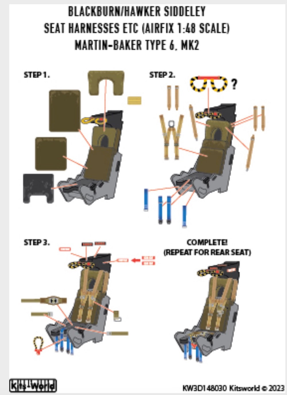 Kits-World 3D148030 1:48 Full Colour 3D Decals - Blackburn Buccaneer/Hawker Siddeley MB Type 6 Mk.II Seat Belt Set