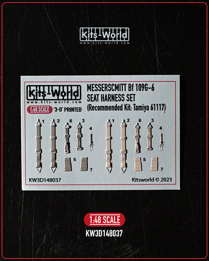 Kits-World KW3D148037 1:48 Messerschmitt Bf-109G-6 harness 3D Seat Belt decals