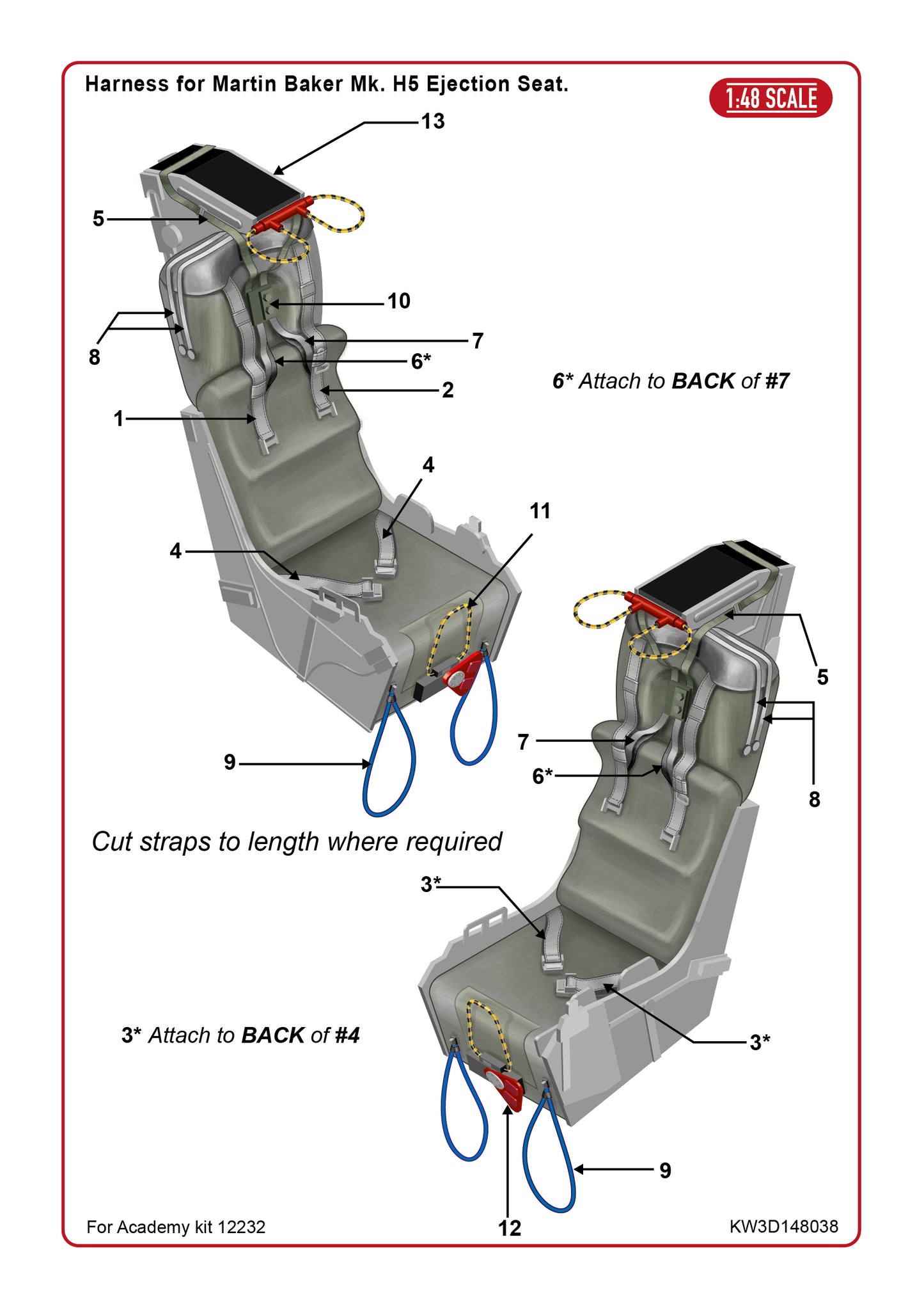 Kits-World KW3D148038 1:48 F-4B Phantom II seat-belt harness for Martin-Baker MB Mk.H5