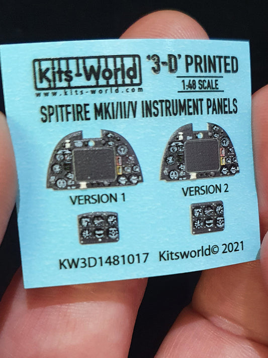 Kits-World 3D1481017 1:48 Full Colour 3D Decals - Supermarine Spitfire Mk.I/II/V Cockpit Instrument Panel