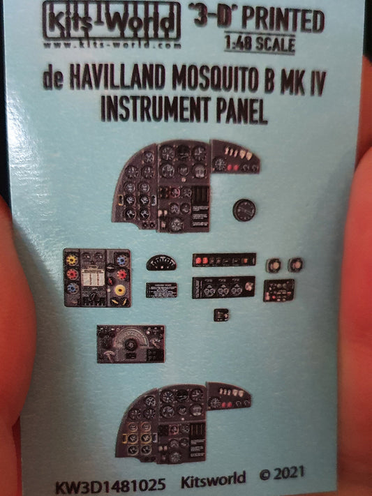 Kits-World 3D1481025 1:48 Full Colour 3D Decals - de Havilland Mosquito B Mk.IV/PR Mk.IV Cockpit Instrument Panel