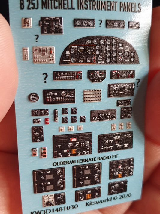 Kits-World 3D1481030 1:48 Full Colour 3D Decals - North-American B-25J Mitchell Cockpit Instrument Panel