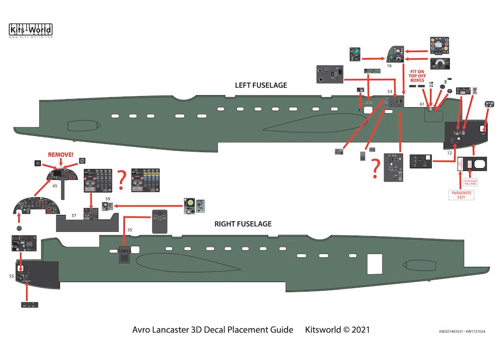 Kits-World 3D1481031 1:48 Full Colour 3D Decals - Avro Lancaster B.I Cockpit Instrument Panel