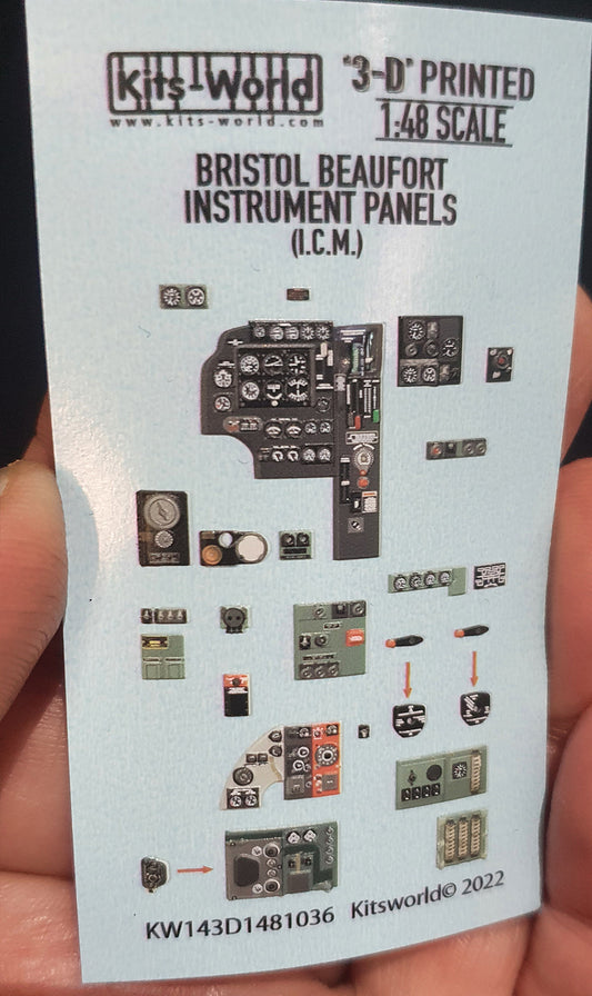 Kits-World 3D1481036 1:48 Full Colour 3D Decals - Bristol Beaufort Mk.I Cockpit Instrument Panel