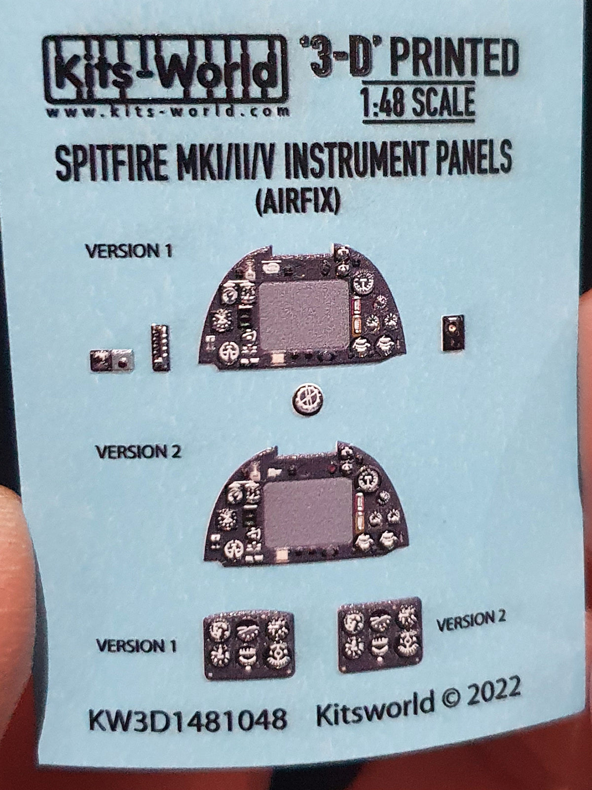 Kits-World 3D1481048 1:48 Full Colour 3D Decals - Supermarine Spitfire Mk.I/II/V Cockpit Instrument Panel