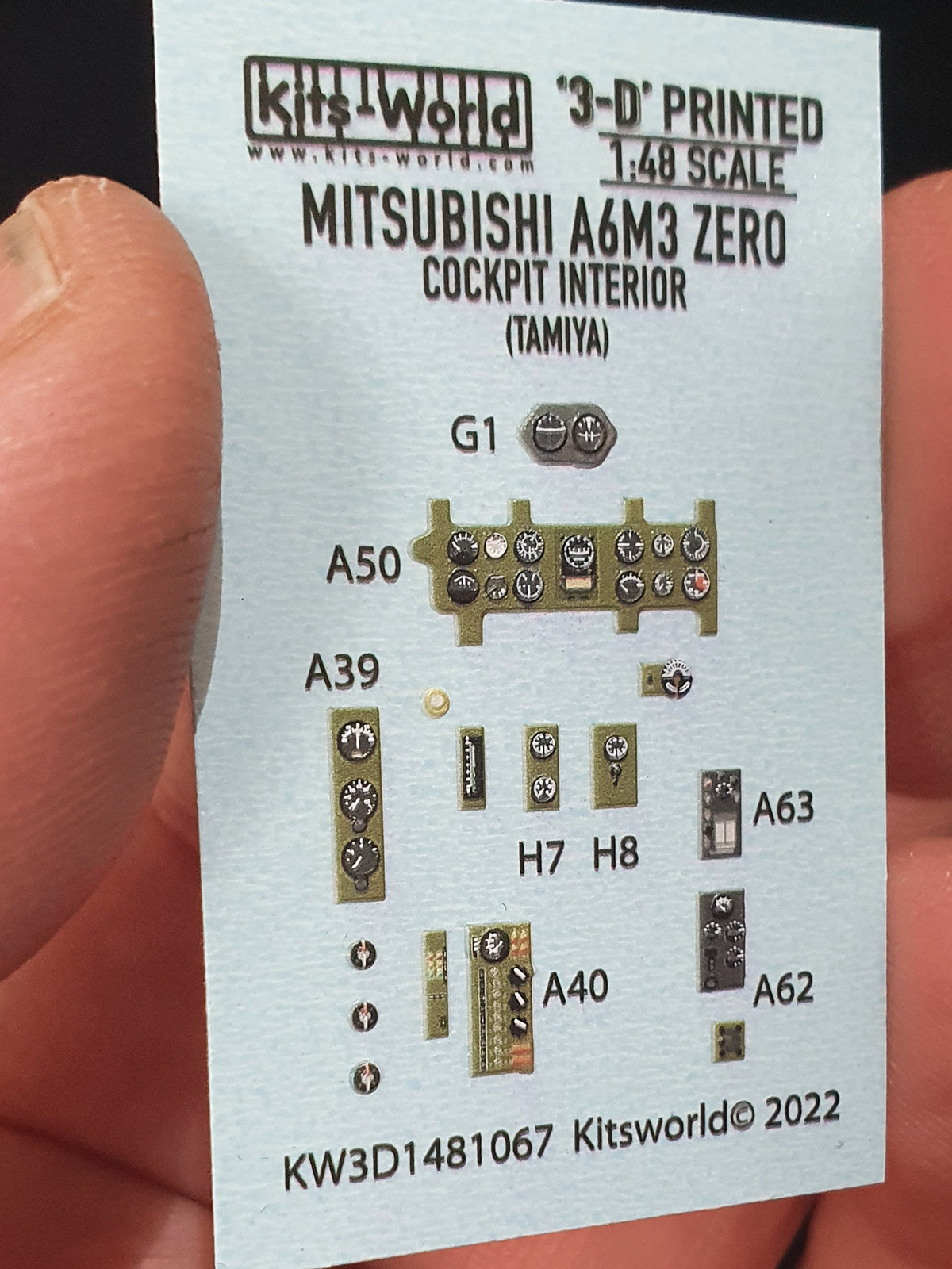 Kits-World 3D1481067 1:48 Full Colour 3D Decals - Mitsubishi A6M3 Zero Cockpit Instrument Panel