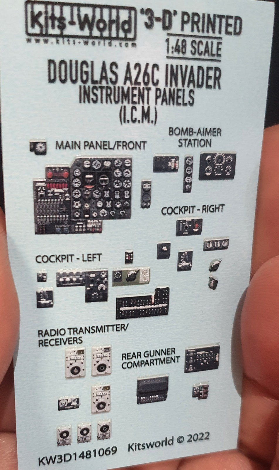 Kits-World 3D1481069 1:48 Full Colour 3D Decals - Douglas A-26C Invader Cockpit Instrument Panel