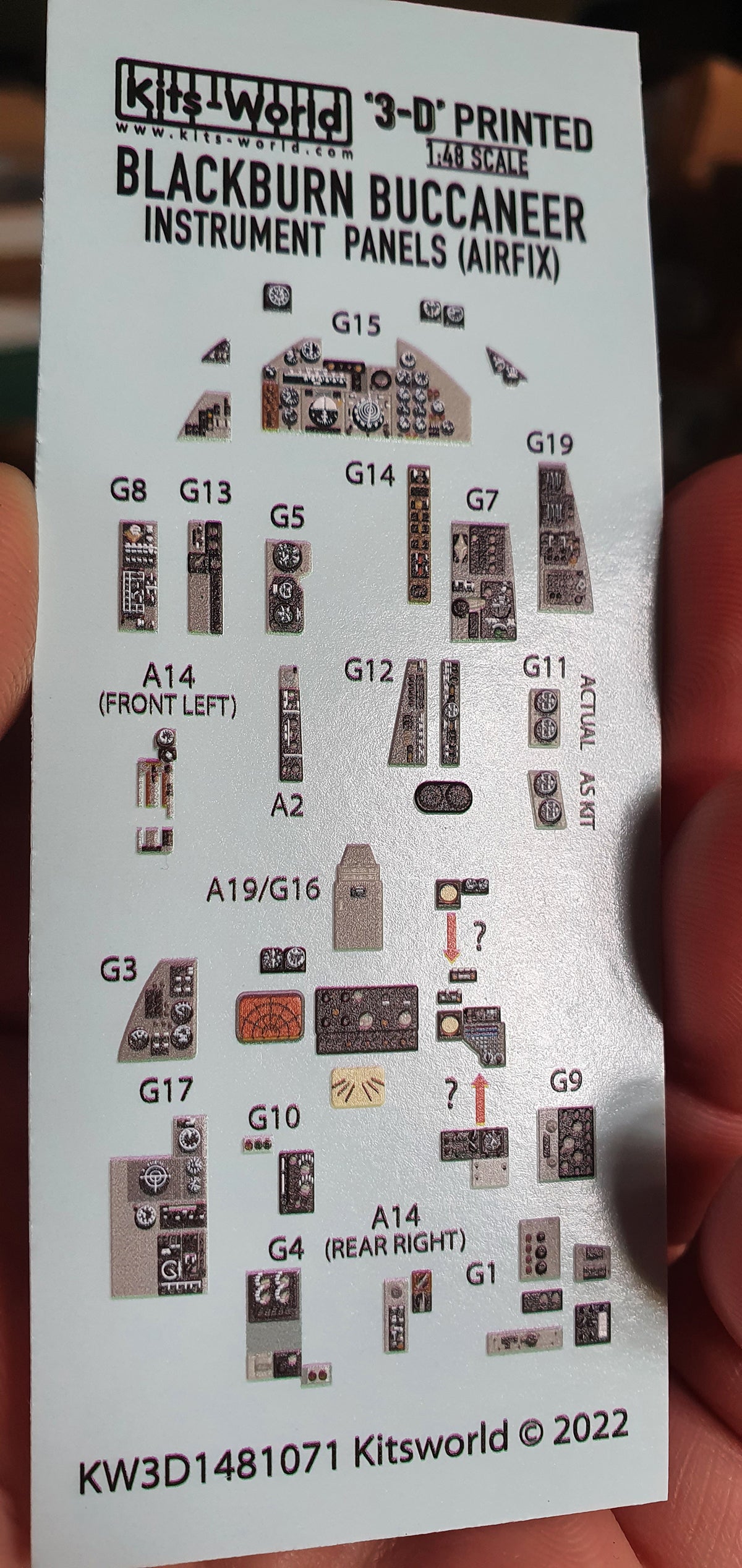 Kits-World 3D1481071 1:48 Full Colour 3D Decals - Blackburn Buccaneer S.2C/D Cockpit Instrument Panel