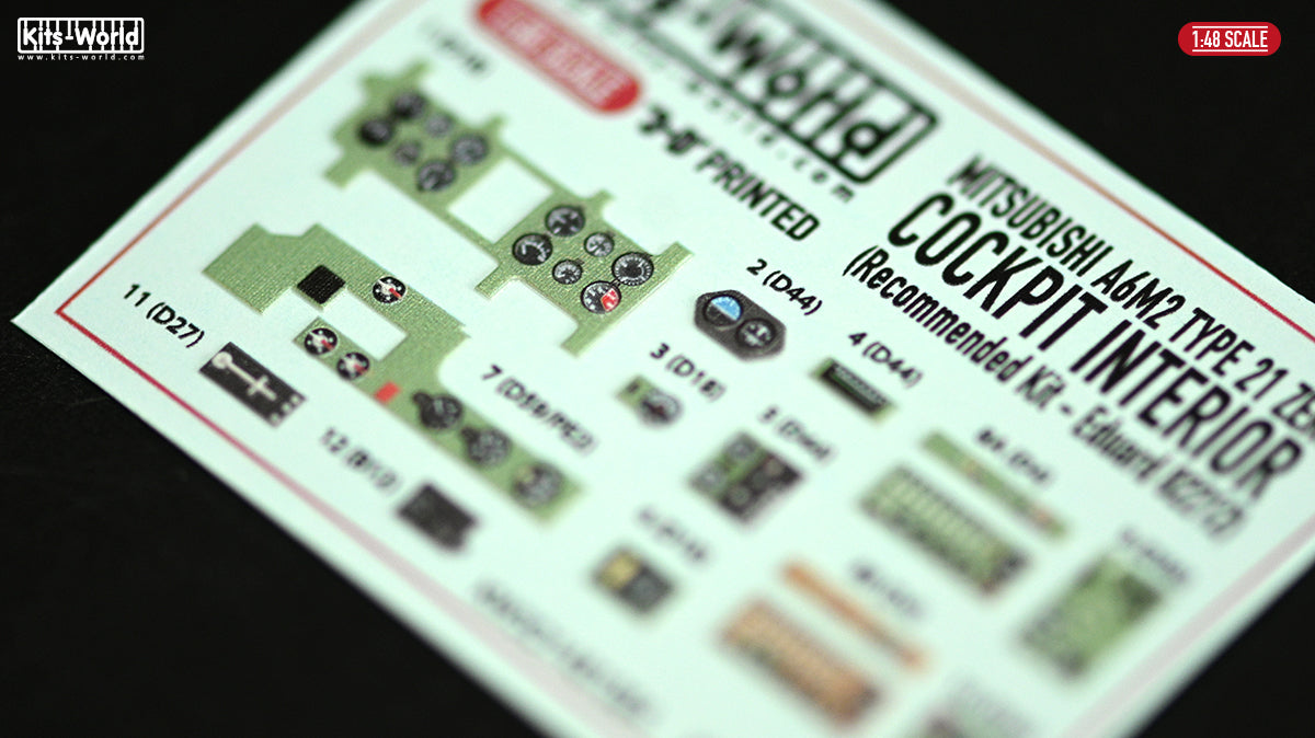 Kits-World KW3D1481084 1:48 Mitsubishi A6M2 Zero type 21 3D Full colour Instrument Panels