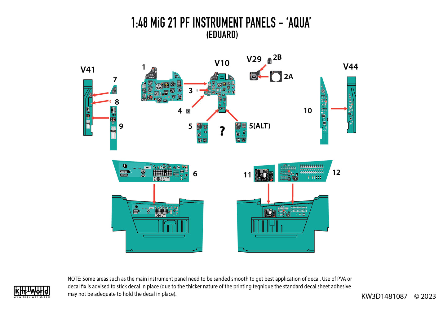 Kits-World KW3D1481087 1:48 Mikoyan MiG-21PF 3D cockpit decals