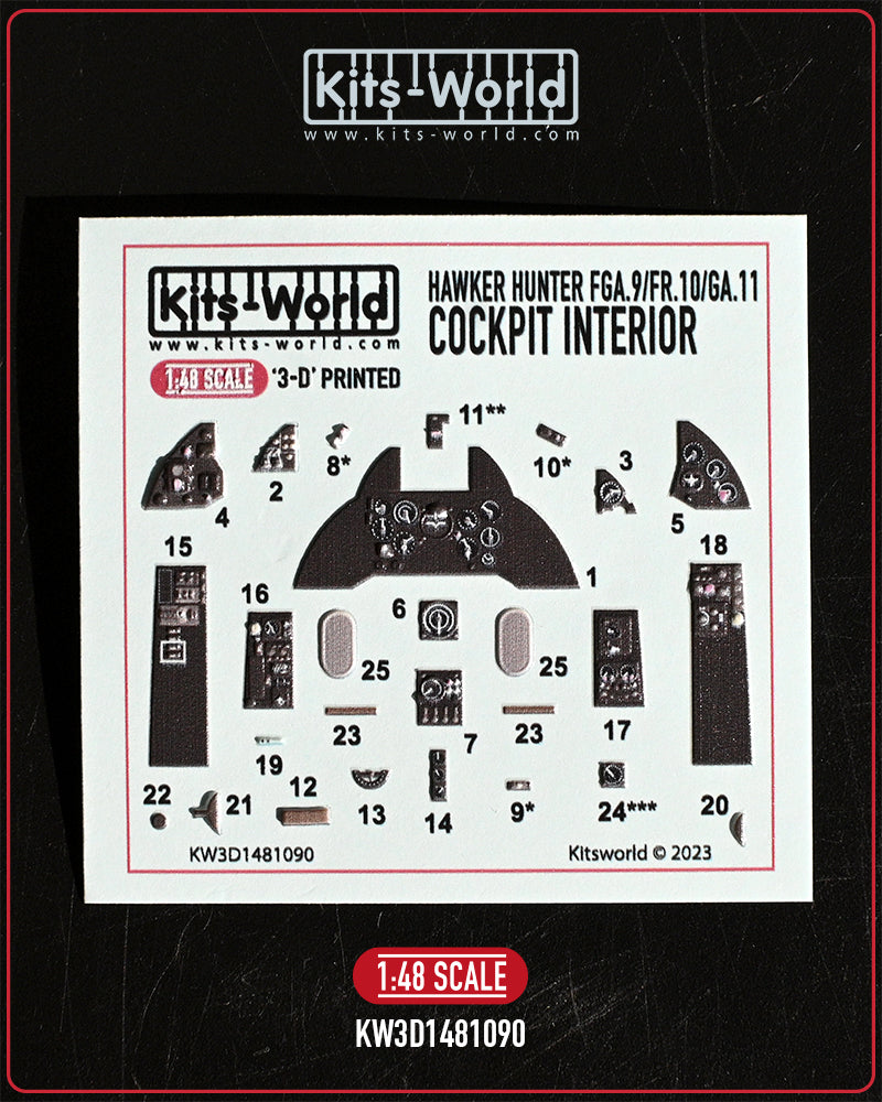 Kits-World KW3D1481090 1:48 Hawker Hunter FGA.9/FR.10/GA.11 3D-Printed cockpit interior