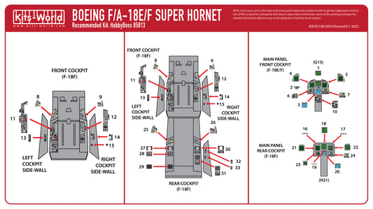 Kits-World KW3D1481093 1:48 F/A-18E F/A-18F Hornet cockpit interior detail set