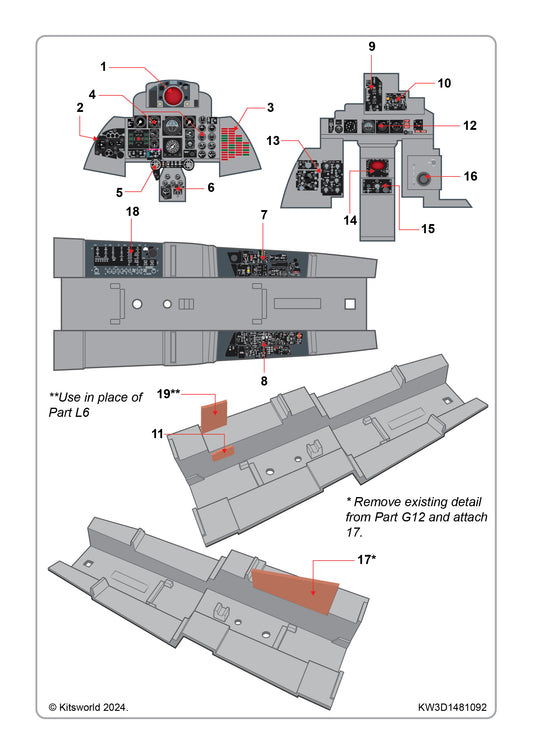 Kits-World KW3D1481094 1:48 F-4B Phantom II cockpit interior detail set