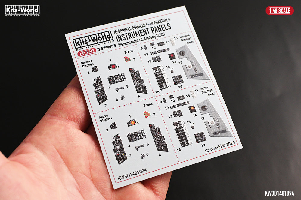 Kits-World KW3D1481094 1:48 F-4B Phantom II cockpit interior detail set