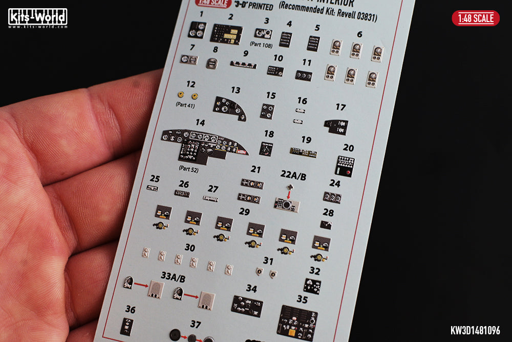 Kits-World KW3D1481096 1:48 B-24D Liberator cockpit interior detail set