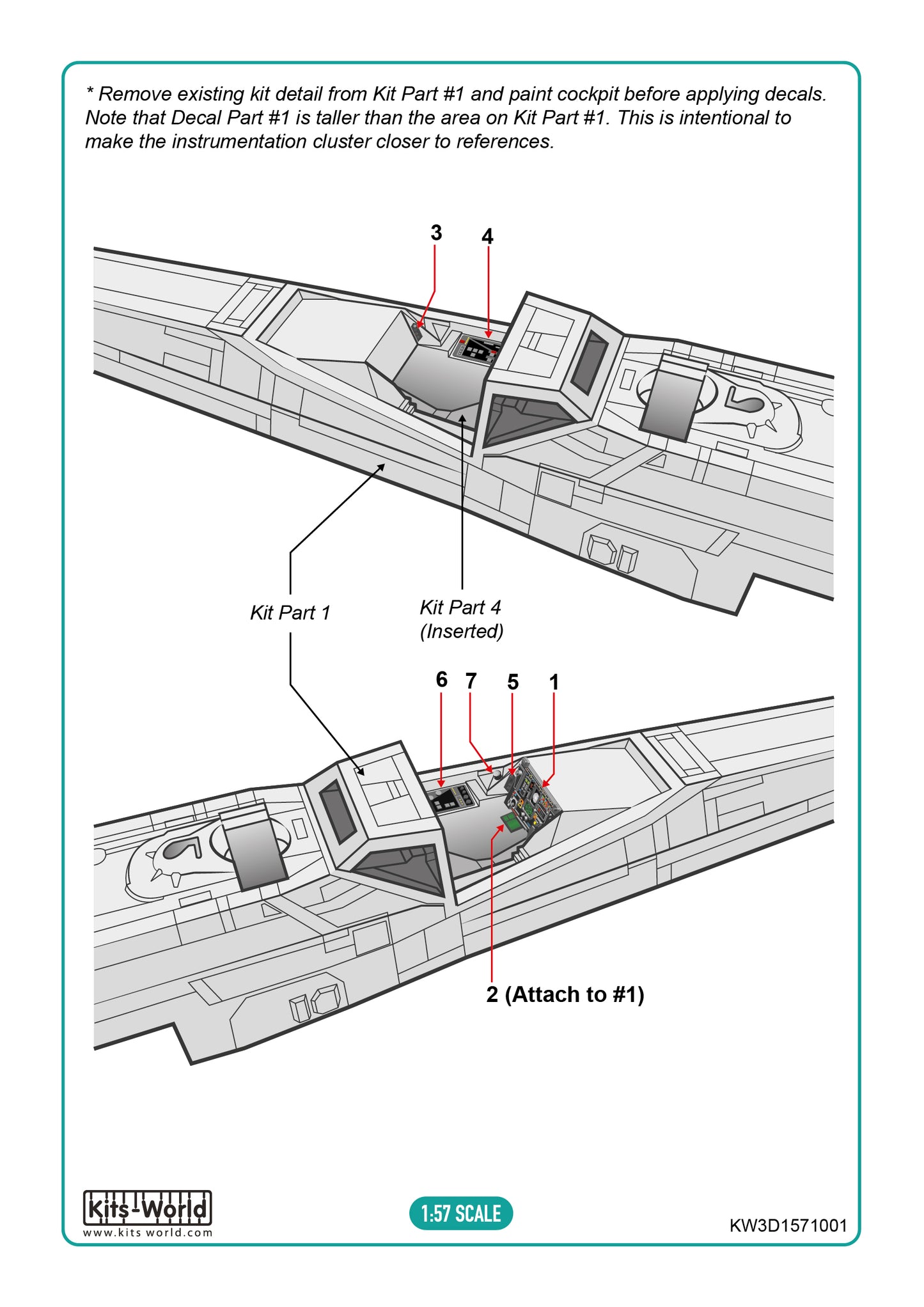 Kits-World KW3D1571001 1:57 X-Wing Fighter 3D-Printed cockpit instruments