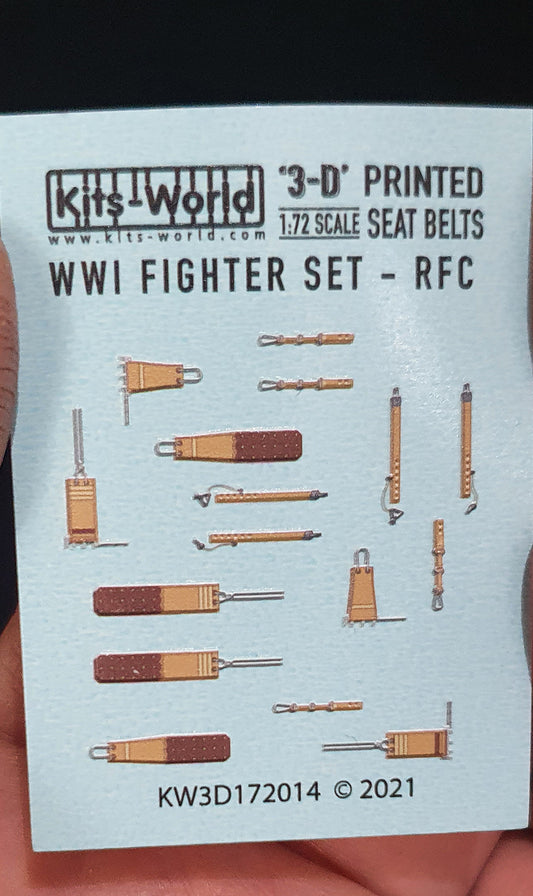 Kits-World 3D172014 1:72 Full Colour 3D Decals - WWI Fighter Set Royal Flying Corps & the Royal Naval Air Service Seat Belt Set