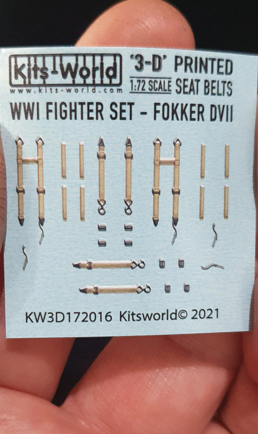 Kits-World 3D172016 1:72 Full Colour 3D Decals - Fokker D.VII Seat Belt Set