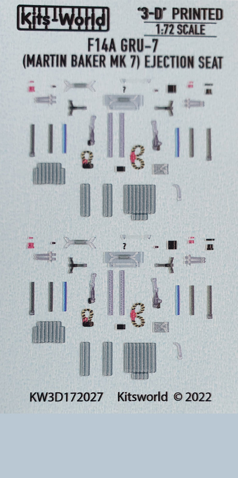 Kits-World 3D172027 1:72 Full Colour 3D Decals - Grumman F-14A GRU-7 (Martin Baker Mk7) Ejection Seat Belts & Cushions