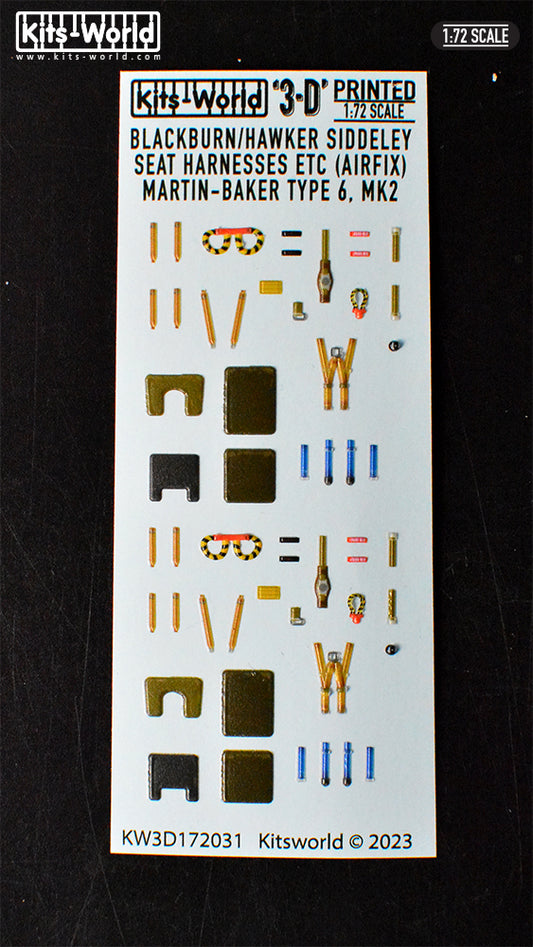 Kits-World 3D172031 1:72 Full Colour 3D Decals - Blackburn Buccaneer/Hawker Siddeley MB Type 6 Mk.II Seat Belt Set