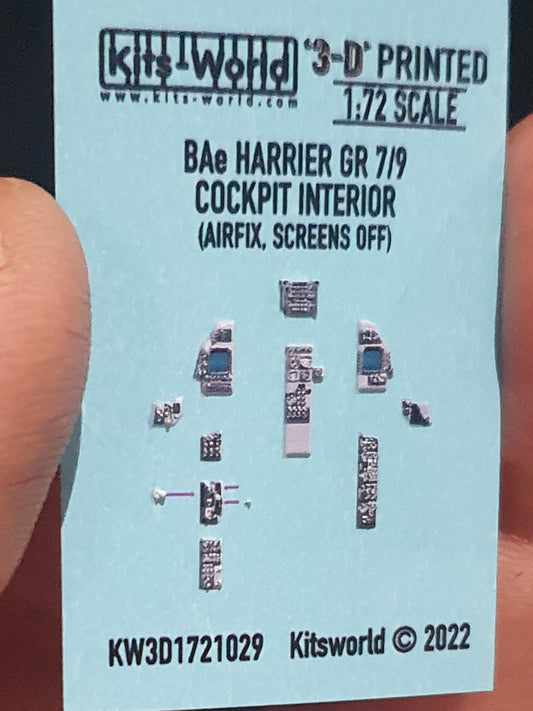 Kits-World 3D1721029 1:72 Full Colour 3D Decals - BAe Harrier GR.7/GR.9 (Screens Off) Cockpit Instrument Panels