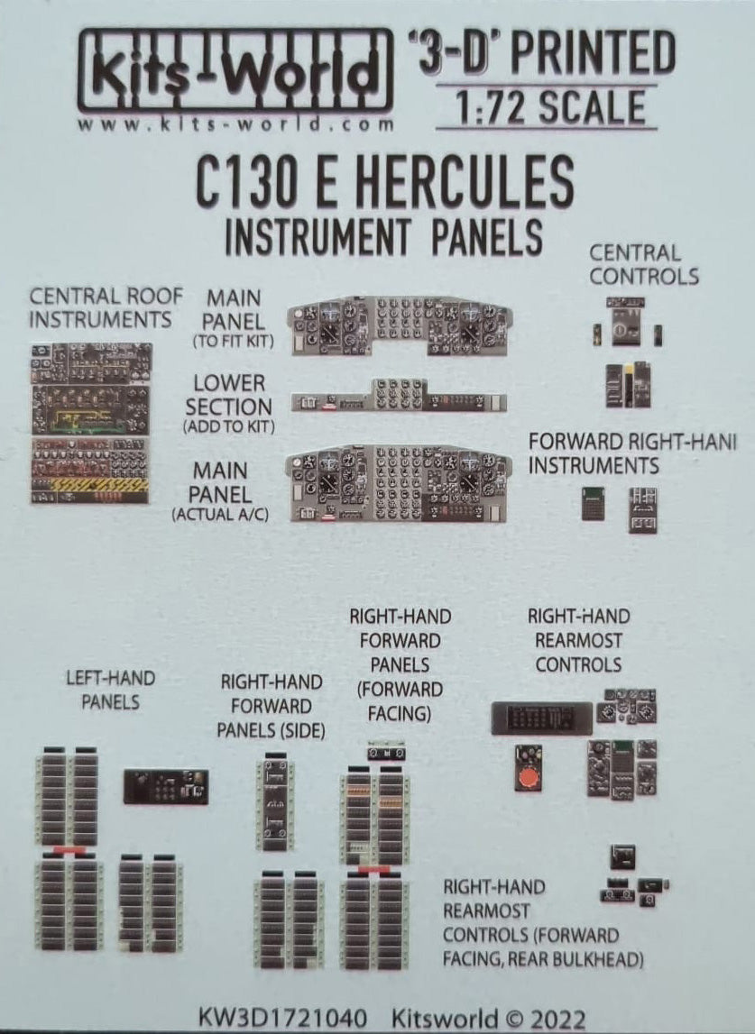 Kits-World 3D1721040 1:72 Full Colour 3D Decals - Lockheed C-130E Hercules Cockpit Instrument Panels