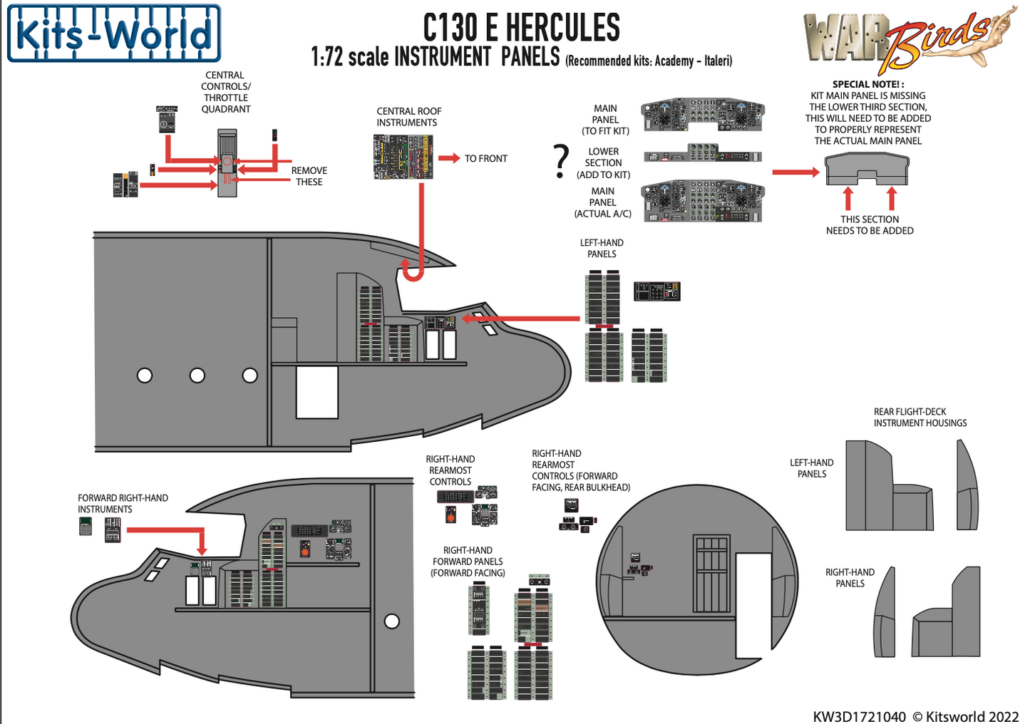 Kits-World 3D1721040 1:72 Full Colour 3D Decals - Lockheed C-130E Hercules Cockpit Instrument Panels