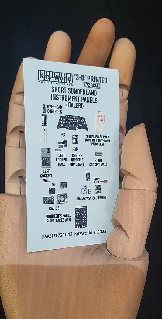 Kits-World 3D1721042 1:72 Full Colour 3D Decals - Short Sunderland Mk.I Cockpit Instrument Panels