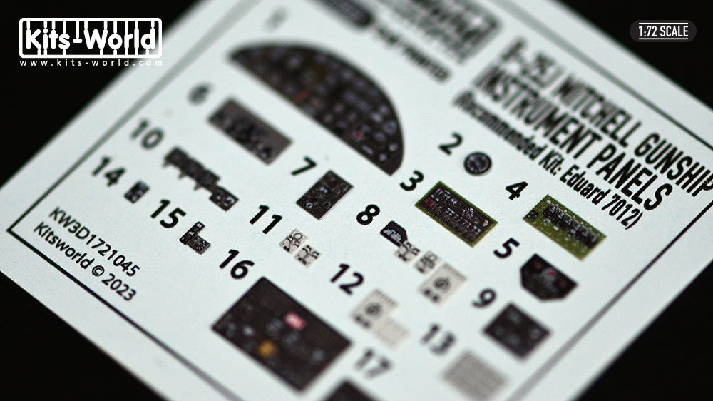 Kits-World 3D1721045 1:72 3D Full colour Instrument Panels -B-25J Mitchell Gunship