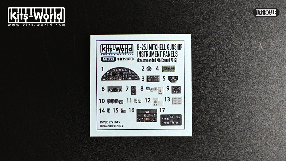Kits-World 3D1721045 1:72 3D Full colour Instrument Panels -B-25J Mitchell Gunship
