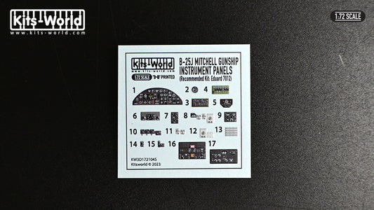 Kits-World 3D1721045 1:72 3D Full colour Instrument Panels -B-25J Mitchell Gunship