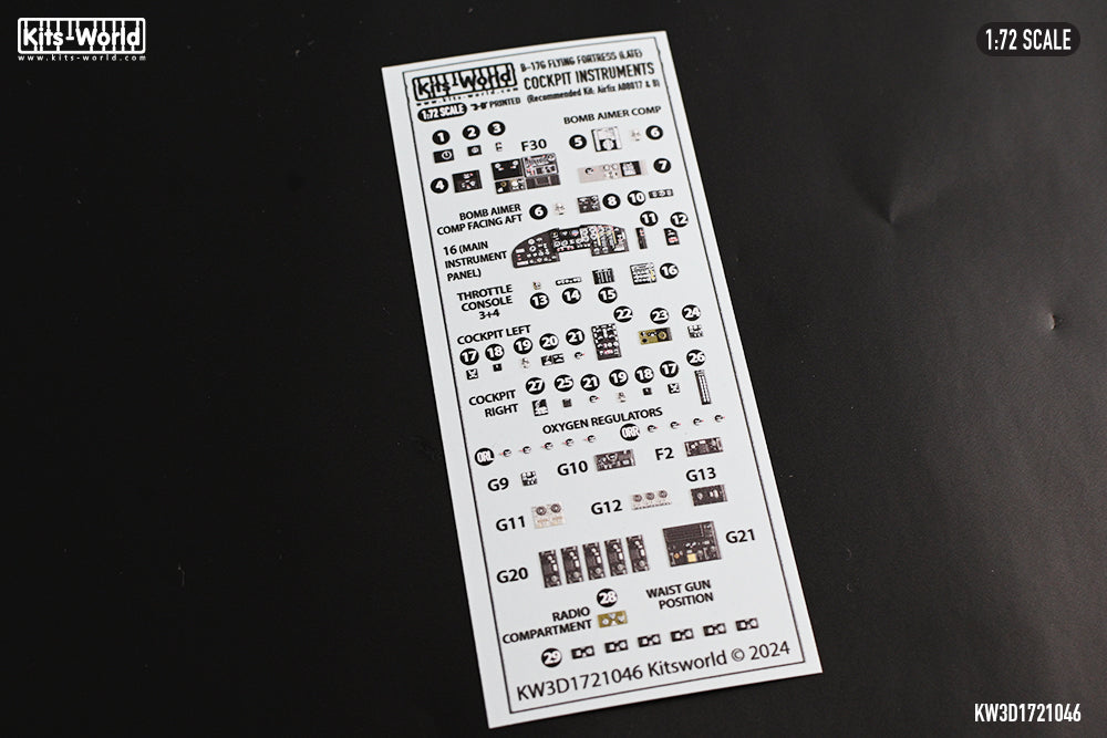 Kits-World KW3D1721046 1:72 B-17G Flying Fortress - Late Version - 3D Full colour Instrument Panels