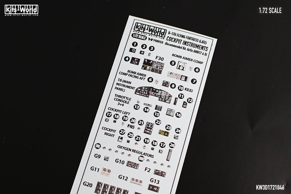 Kits-World KW3D1721046 1:72 B-17G Flying Fortress - Late Version - 3D Full colour Instrument Panels