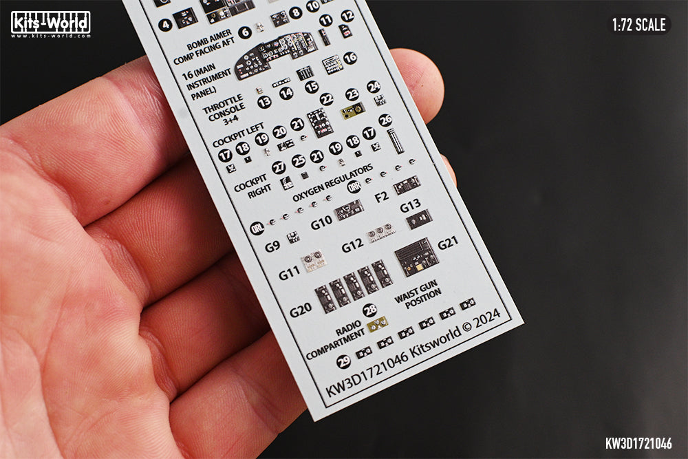 Kits-World KW3D1721046 1:72 B-17G Flying Fortress - Late Version - 3D Full colour Instrument Panels