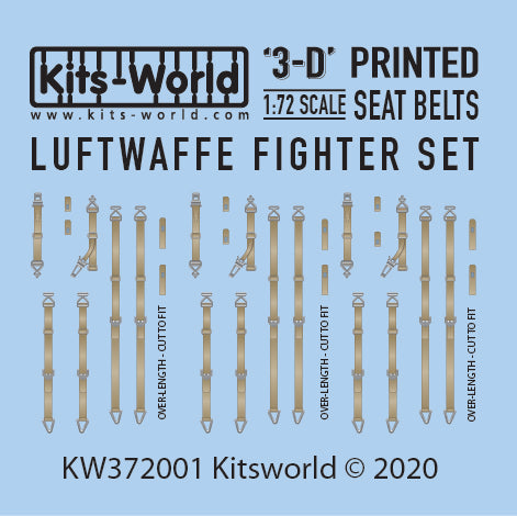 Kits-World 3D172001 1:72 Full Colour 3D Decals - WWII Luftwaffe Fighter Seat Belt Set