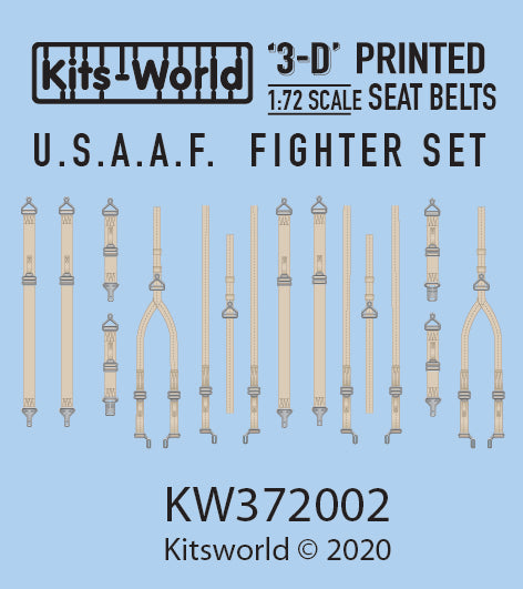 Kits-World 3D172002 1:72 Full Colour 3D Decals - WWII U.S.A.A.F Fighter Seat Belt Set