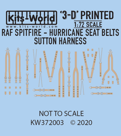 Kits-World 3D172003 1:72 Full Colour 3D Decals - WWII RAF Spitfire Hurricane Fighter Sutton Harness Seat Belt Set