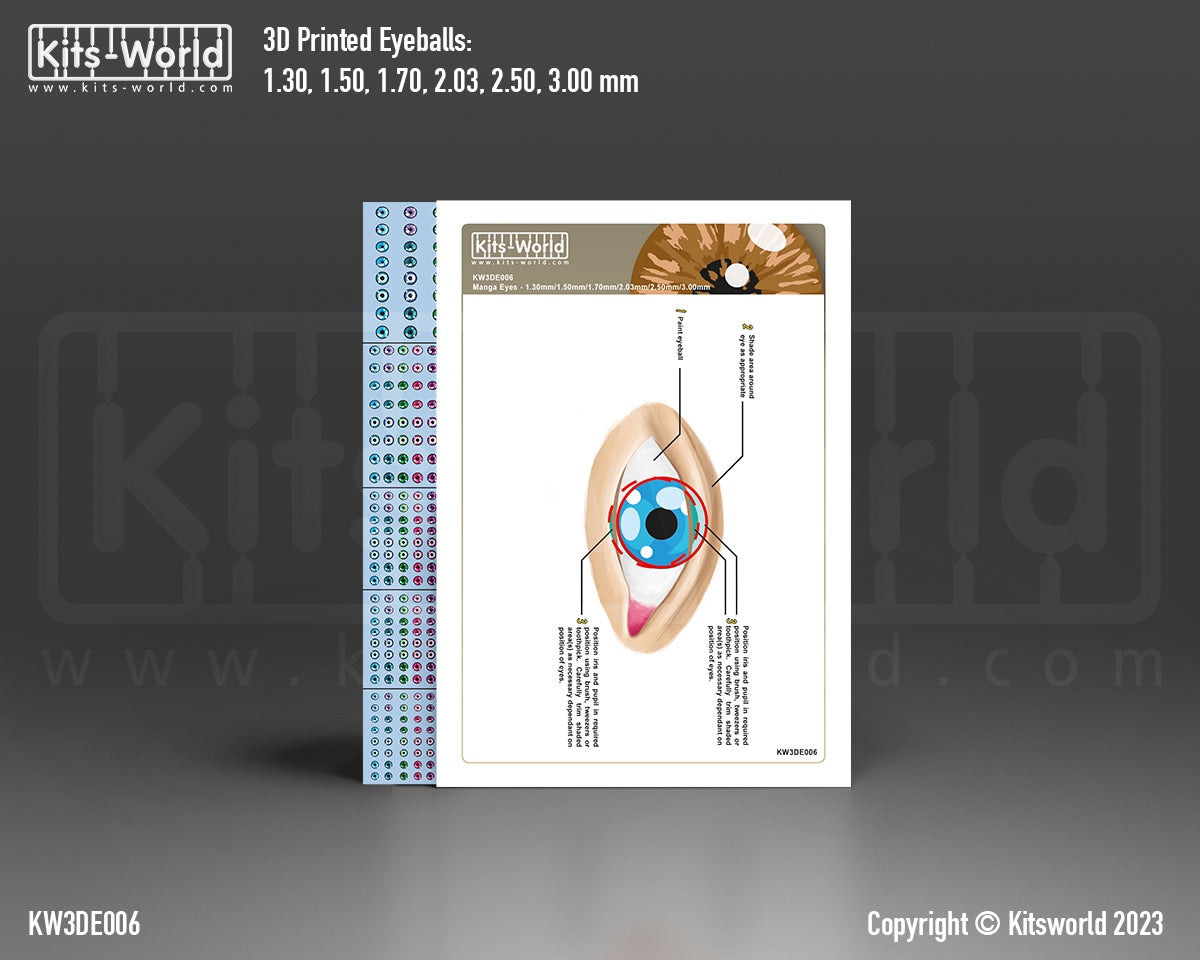 Kits-World 3DE006 Full Colour 3D Decals - 672 Manga Eyeballs