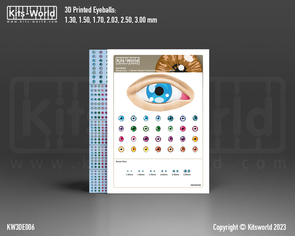 Kits-World 3DE006 Full Colour 3D Decals - 672 Manga Eyeballs